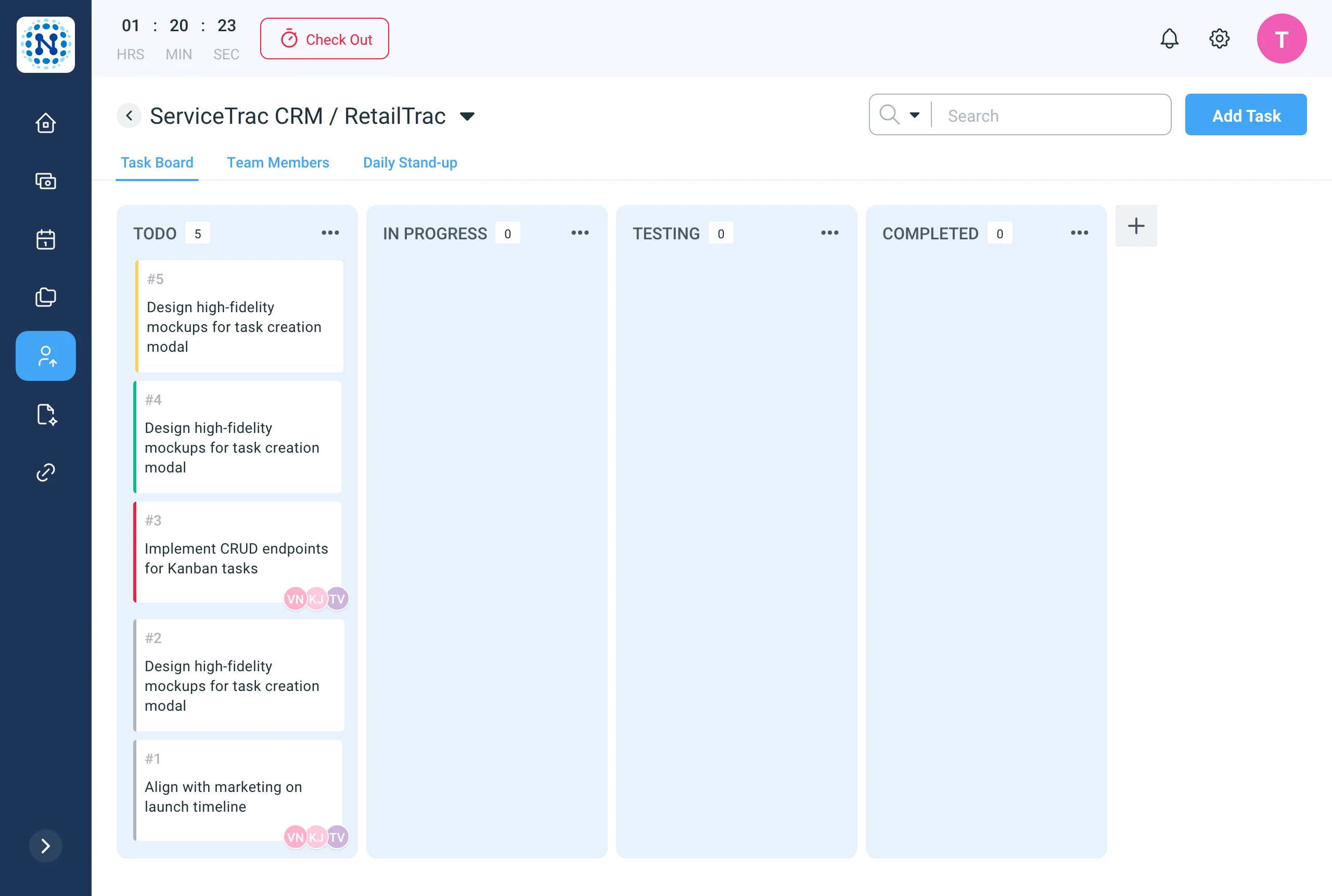 MedleyHR Team Status Kanban board